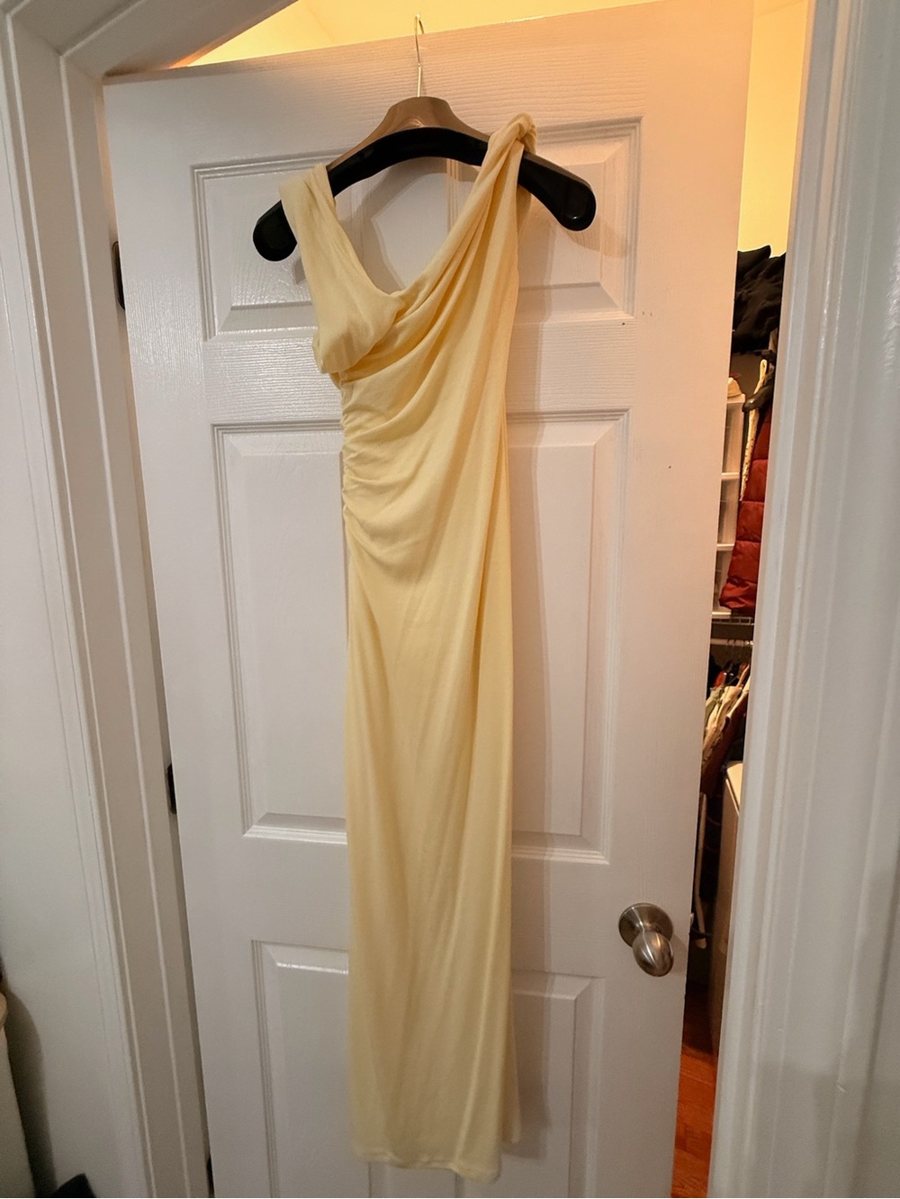 MESHKI One-Shoulder Lemon Yellow Dress